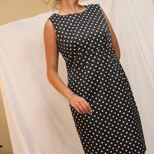Black and white polka dot lined dress